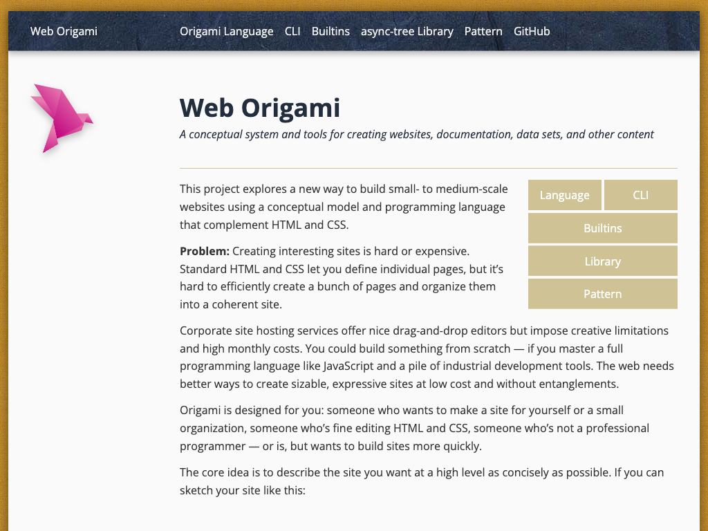 Screenshot of https://weborigami.org